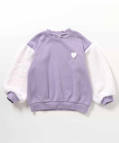 愛心刺繡袖毛絨衛衣