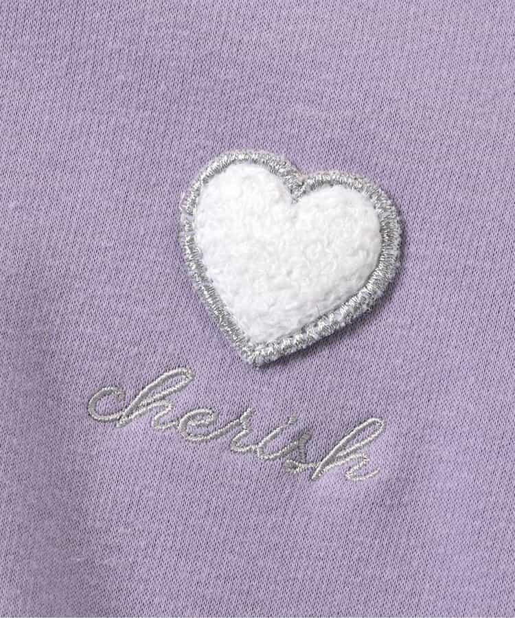 愛心刺繡袖毛絨衛衣