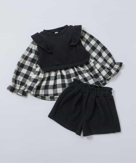 背心拼接上衣&短褲套裝 短款