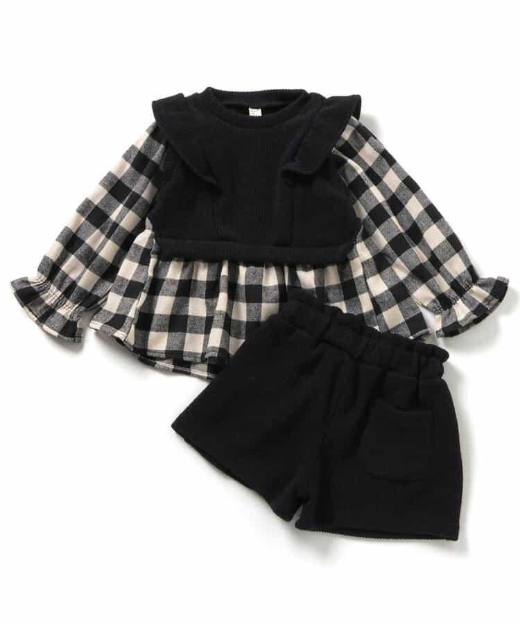 背心拼接上衣&短褲套裝 短款