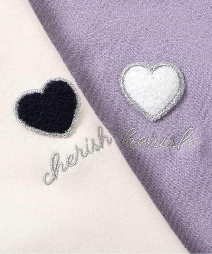 愛心刺繡袖毛絨衛衣