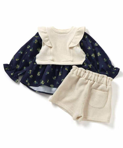 背心拼接上衣&短褲套裝 短款