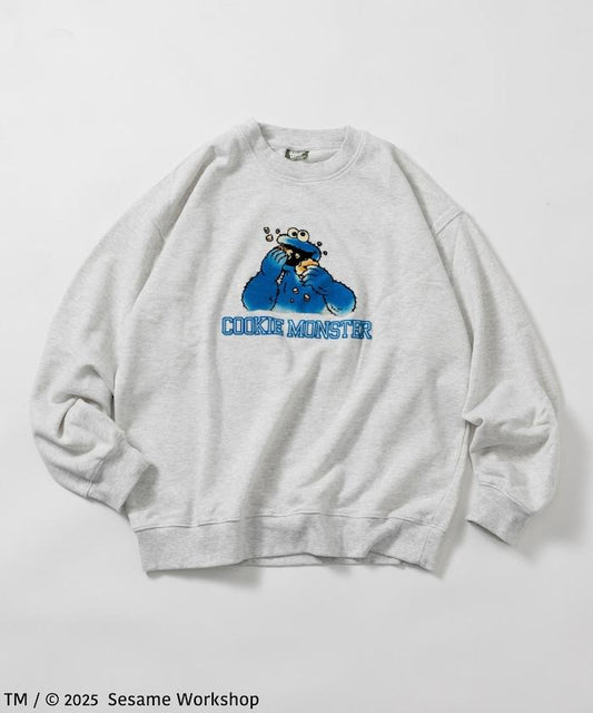 SESAME STREET / 芝麻街 餅乾怪獸 植絨印花 圓領衛衣