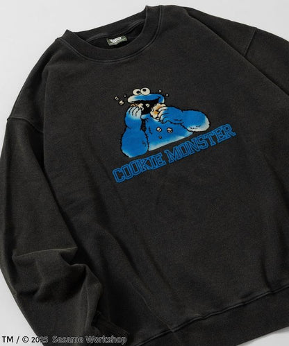 SESAME STREET / 芝麻街 餅乾怪獸 植絨印花 圓領衛衣