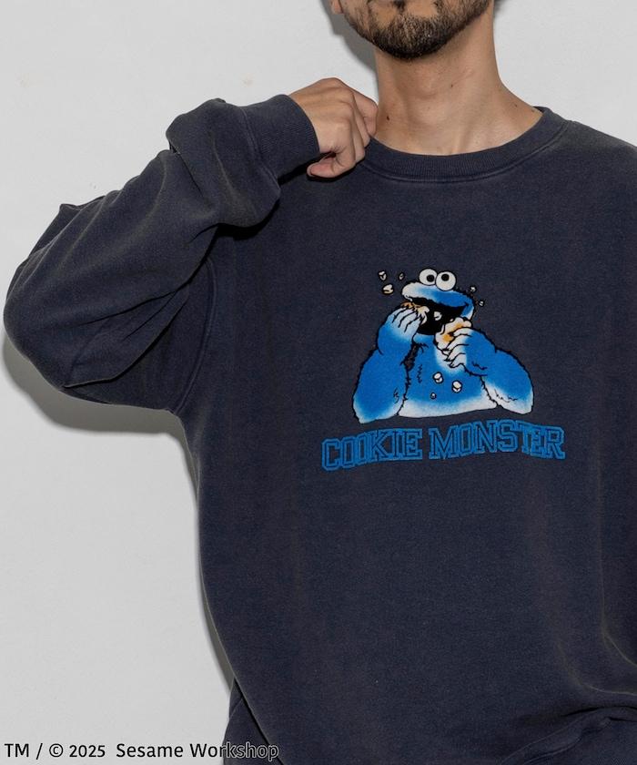 SESAME STREET / 芝麻街 餅乾怪獸 植絨印花 圓領衛衣