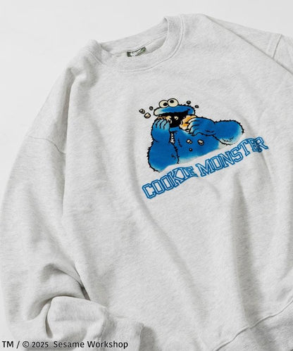 SESAME STREET / 芝麻街 餅乾怪獸 植絨印花 圓領衛衣