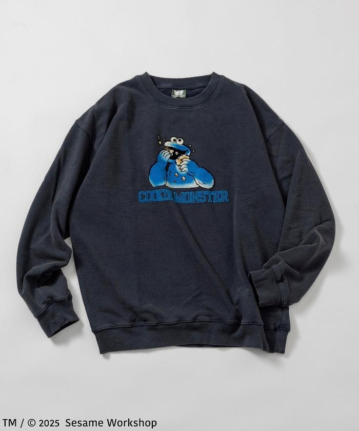 SESAME STREET / 芝麻街 餅乾怪獸 植絨印花 圓領衛衣