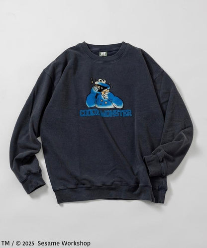 SESAME STREET / 芝麻街 餅乾怪獸 植絨印花 圓領衛衣