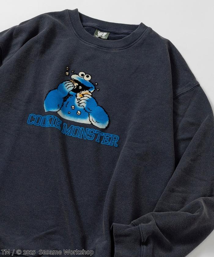 SESAME STREET / 芝麻街 餅乾怪獸 植絨印花 圓領衛衣
