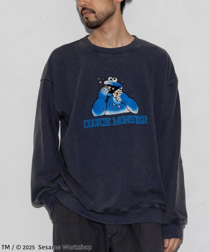 SESAME STREET / 芝麻街 餅乾怪獸 植絨印花 圓領衛衣