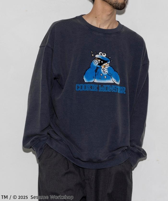 SESAME STREET / 芝麻街 餅乾怪獸 植絨印花 圓領衛衣
