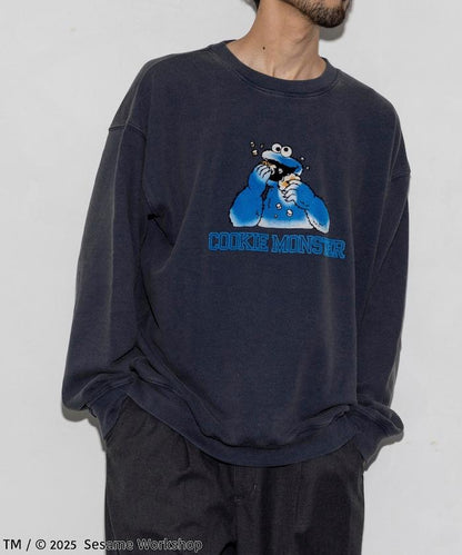 SESAME STREET / 芝麻街 餅乾怪獸 植絨印花 圓領衛衣