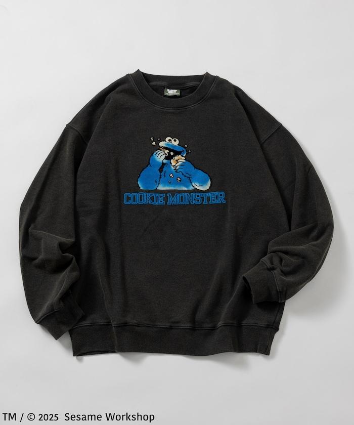 SESAME STREET / 芝麻街 餅乾怪獸 植絨印花 圓領衛衣