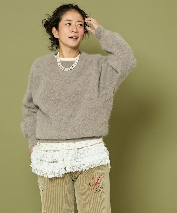 毛絨針織套頭衫