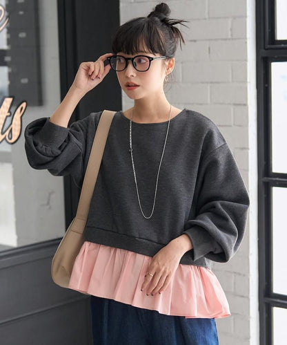 加絨拼接襯衫衛衣