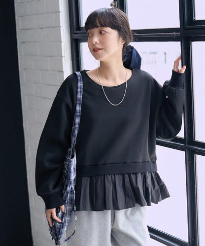 加絨拼接襯衫衛衣