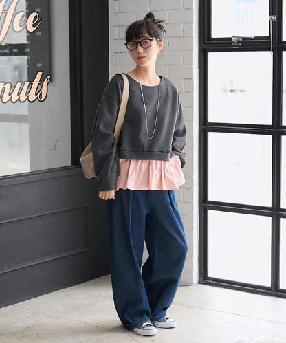 加絨拼接襯衫衛衣