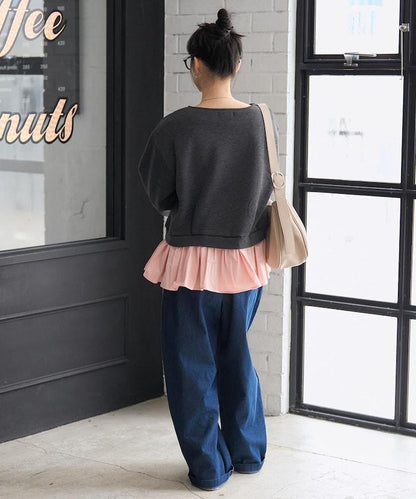 加絨拼接襯衫衛衣