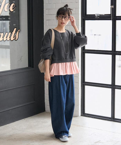 加絨拼接襯衫衛衣