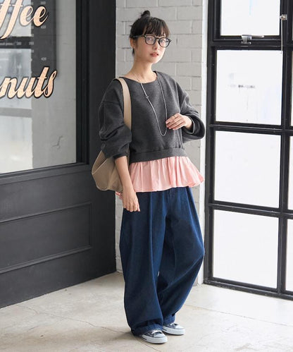 加絨拼接襯衫衛衣