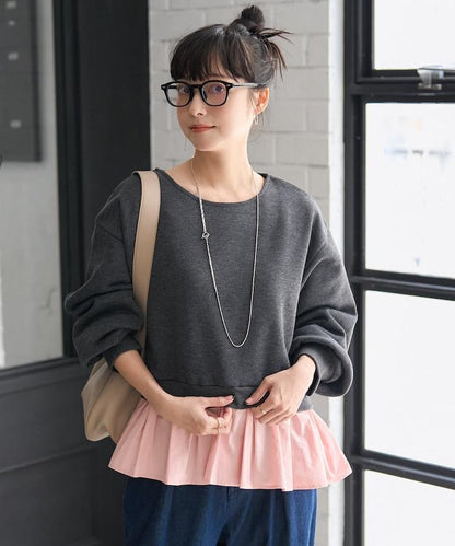 加絨拼接襯衫衛衣