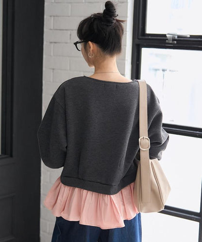 加絨拼接襯衫衛衣