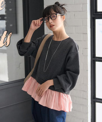 加絨拼接襯衫衛衣