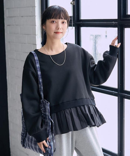 加絨拼接襯衫衛衣