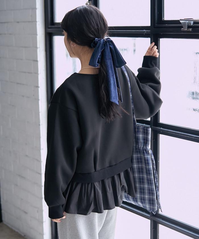 加絨拼接襯衫衛衣