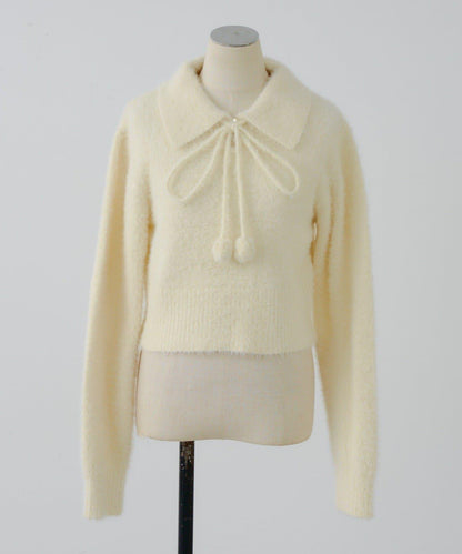 【HolidayCollection】羽毛裝飾針織POLO衫