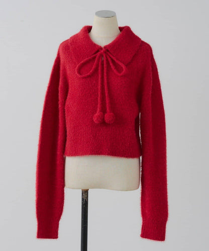 【HolidayCollection】羽毛裝飾針織POLO衫