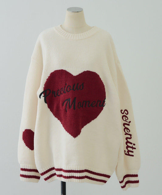 【HolidayCollection】毛絨愛心寬鬆針織衫