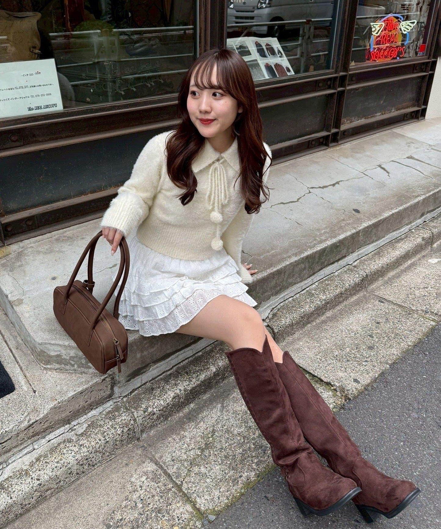 【HolidayCollection】羽毛裝飾針織POLO衫