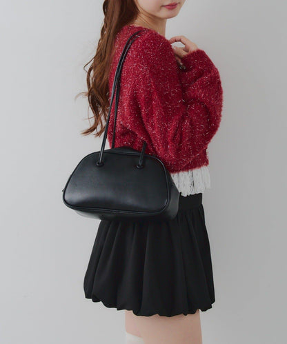 亮片羽毛紗拼接蕾絲下襬開衫