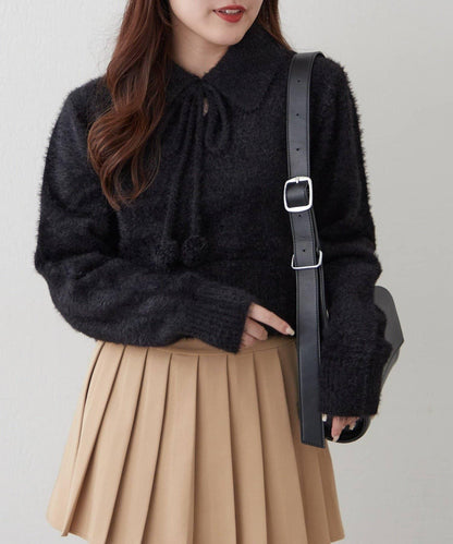 【HolidayCollection】羽毛裝飾針織POLO衫