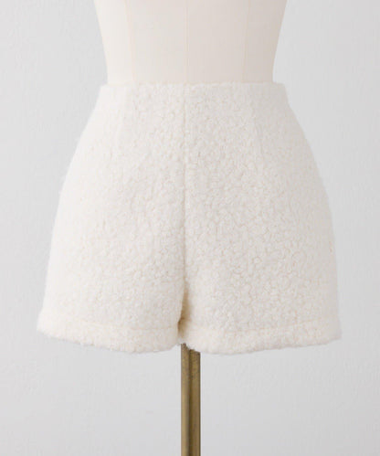 口袋毛絨短褲