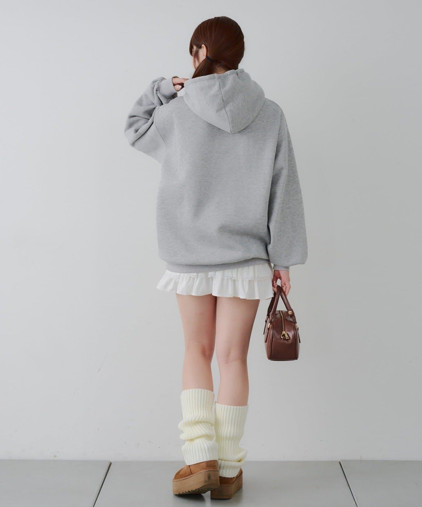 亮片標誌加絨寬鬆連帽衛衣