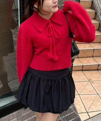 【HolidayCollection】羽毛裝飾針織POLO衫