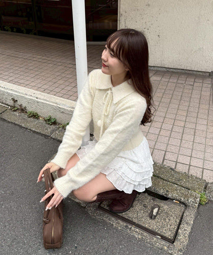 【HolidayCollection】羽毛裝飾針織POLO衫