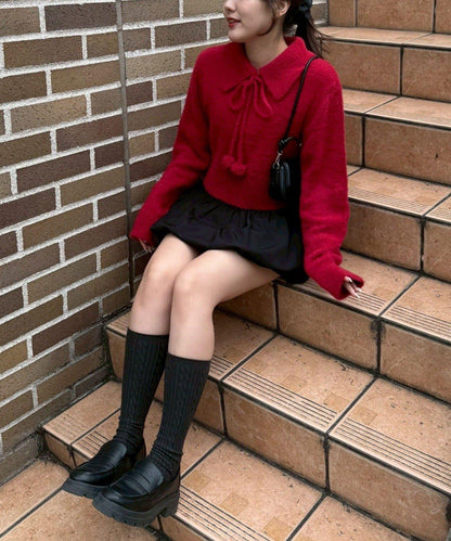 【HolidayCollection】羽毛裝飾針織POLO衫