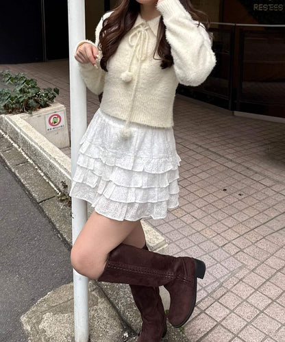 【HolidayCollection】羽毛裝飾針織POLO衫