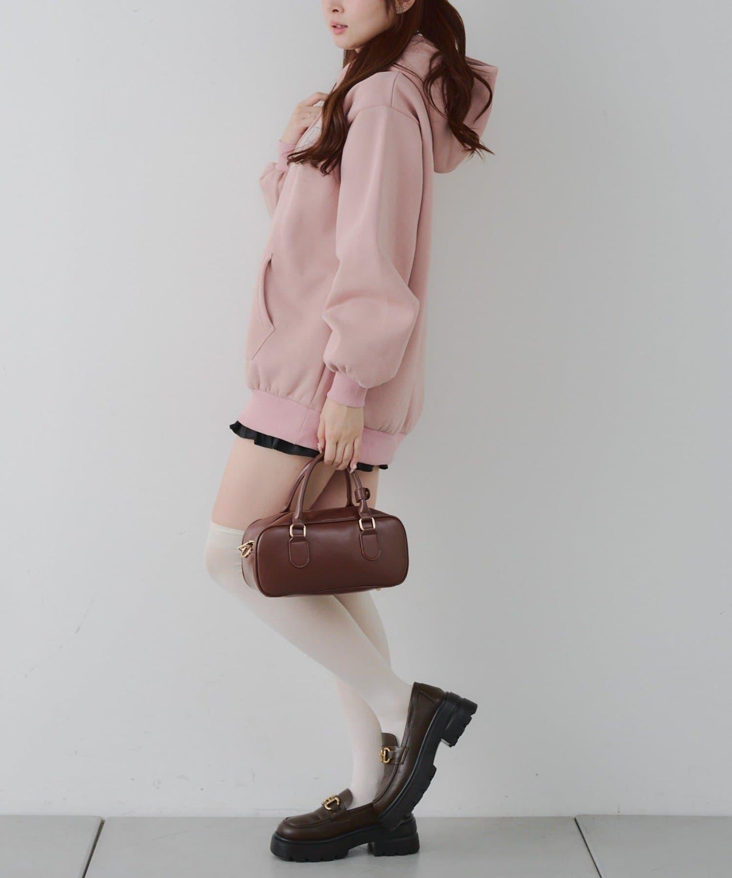 亮片標誌加絨寬鬆連帽衛衣