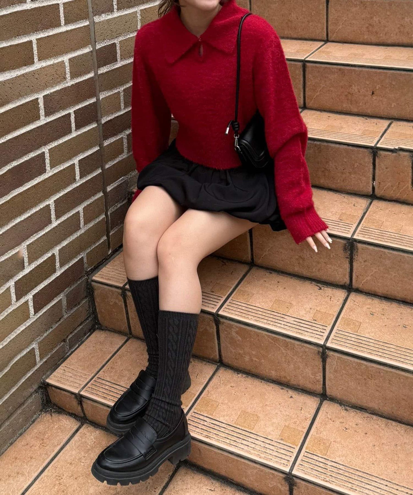 【HolidayCollection】羽毛裝飾針織POLO衫