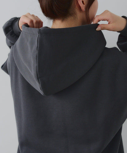 亮片標誌加絨寬鬆連帽衛衣