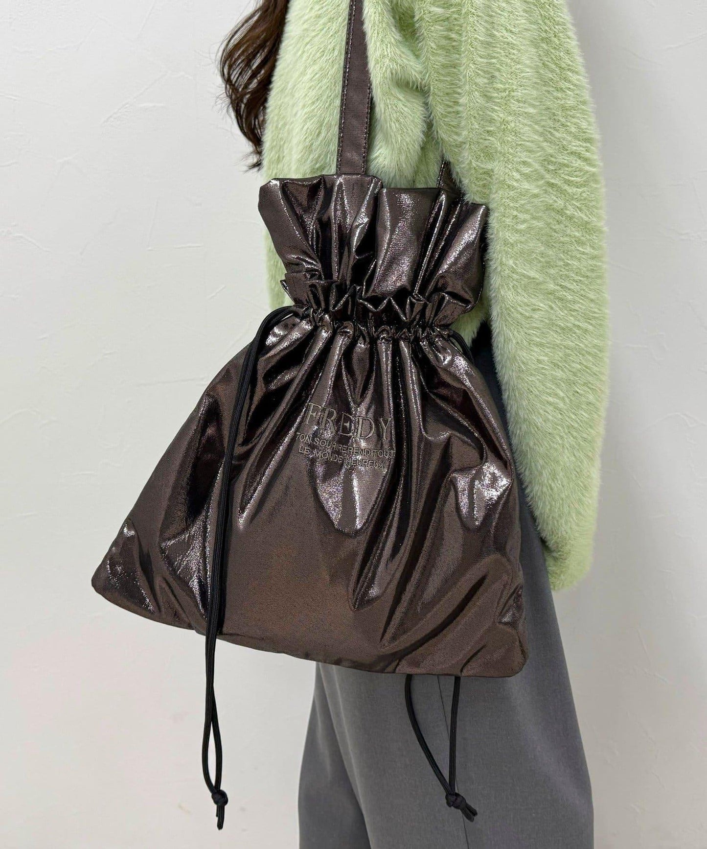 亮面外袋刺繡托特包