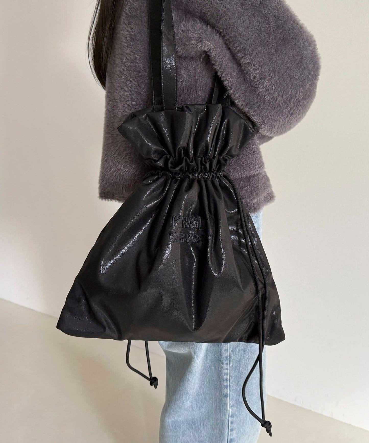 亮面外袋刺繡托特包