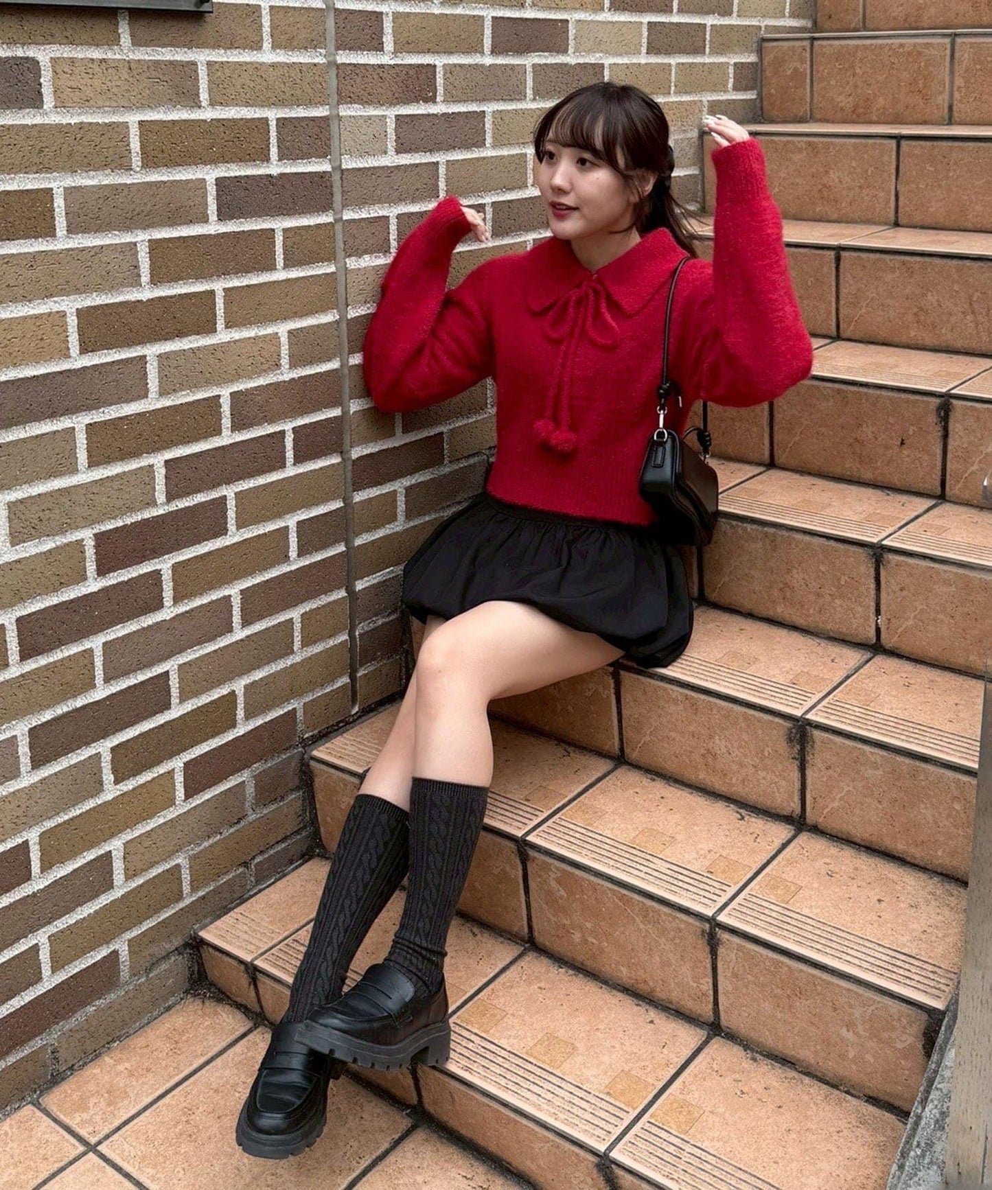 【HolidayCollection】羽毛裝飾針織POLO衫