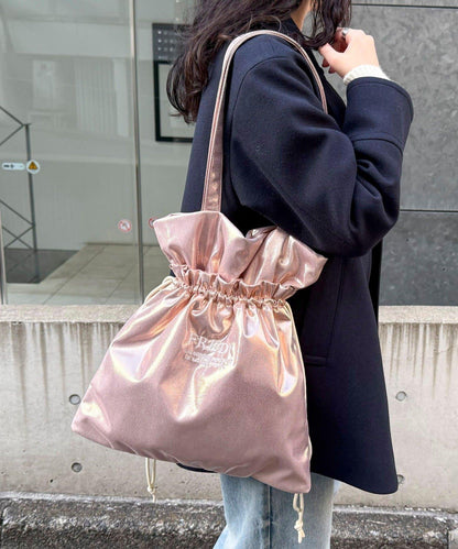 亮面外袋刺繡托特包