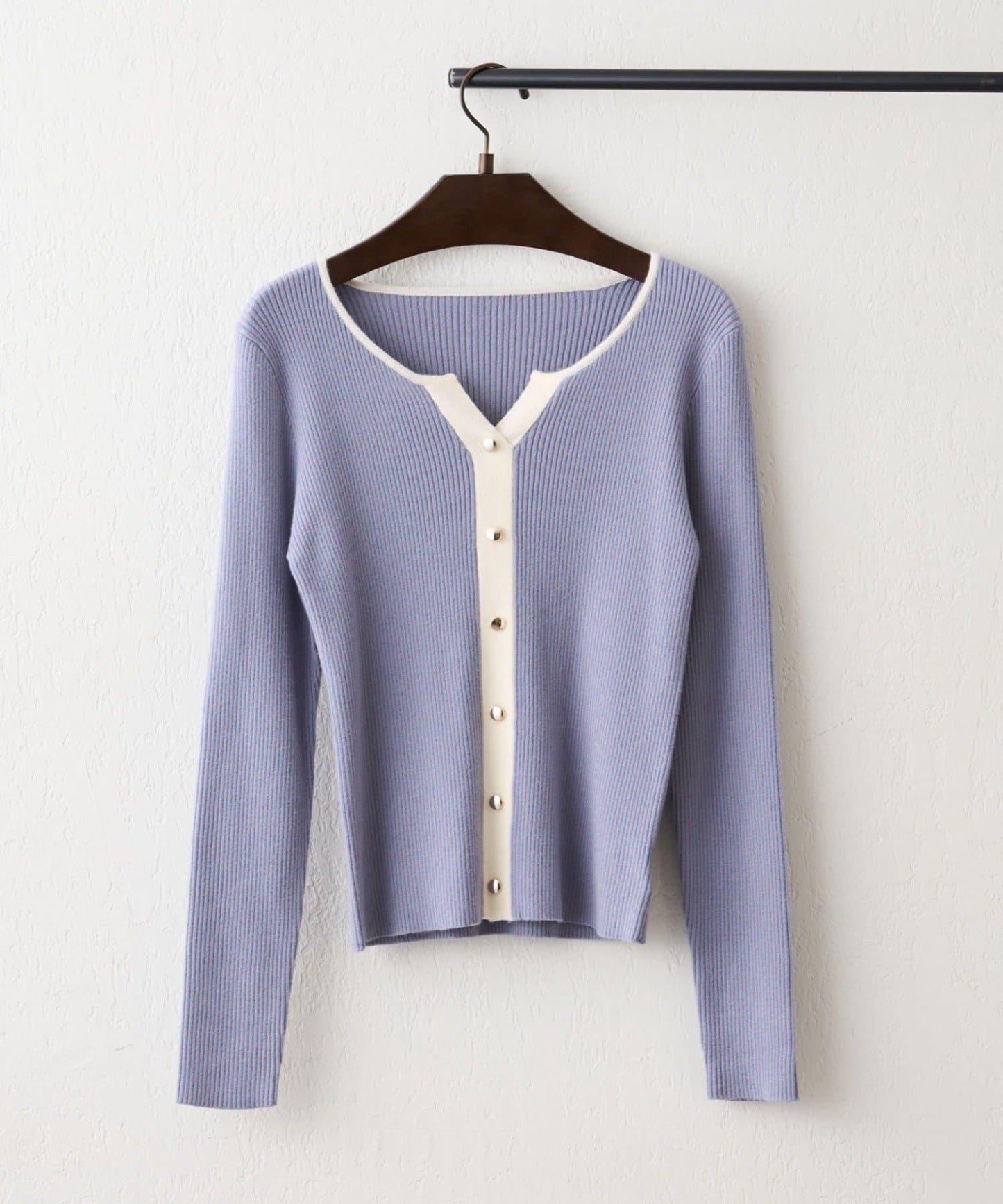 鑰匙領開衫風格羅紋套頭衫