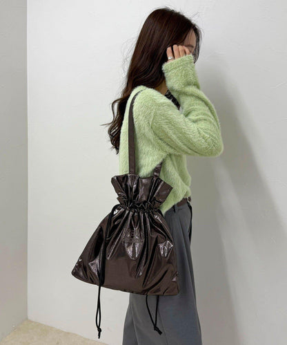 亮面外袋刺繡托特包